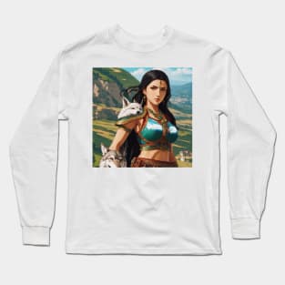 Ancient Turkish Warrior woman (ABAKAY) Long Sleeve T-Shirt